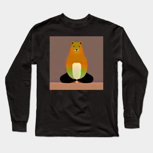 Meditating Capybara in Lotus Pose illustration for peace Long Sleeve T-Shirt